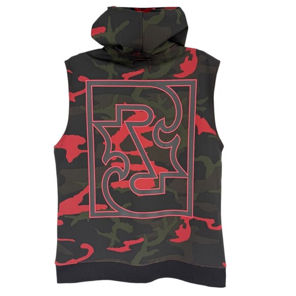 NEW WITH DEFECT Rock Revival Men Black/Red/Green Camouflage Hoodie Vest Jacket M - Picture 5 of 13